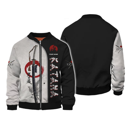 Sudadera con capucha y cremallera con estampado 3D de Katana Samurai, regalo para amantes de la Katana