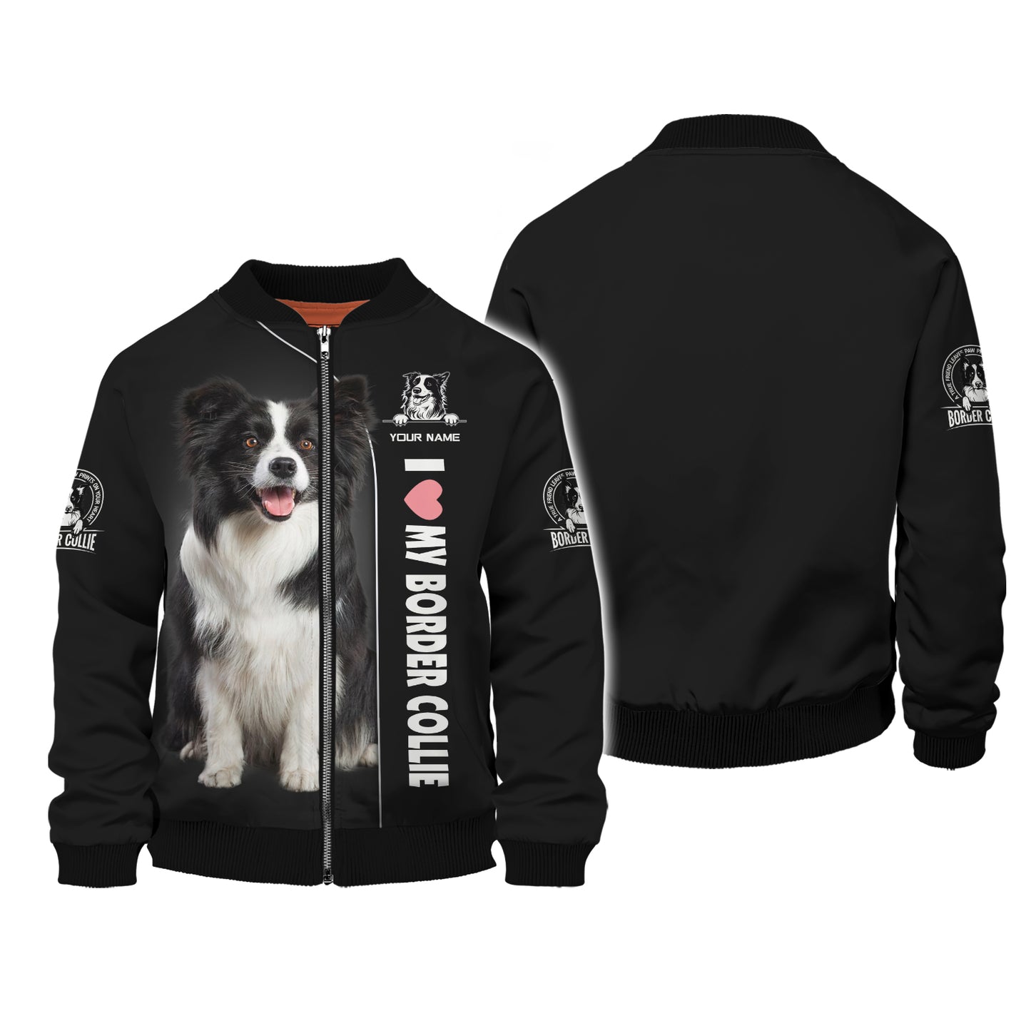 T-shirt personnalisé avec nom Border Collie, cadeau pour les amoureux des chiens, chemises 3D