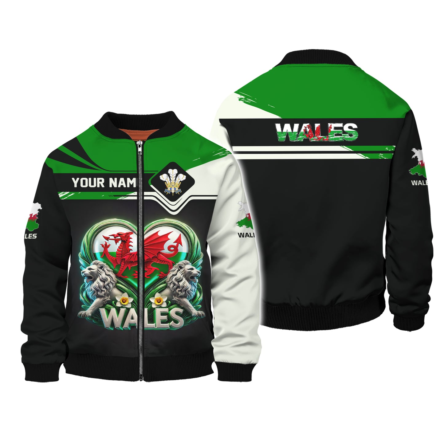 3D Full Print Dragon With Lion Of Wales Shirt Personalized Name Gif For Wales Lovers