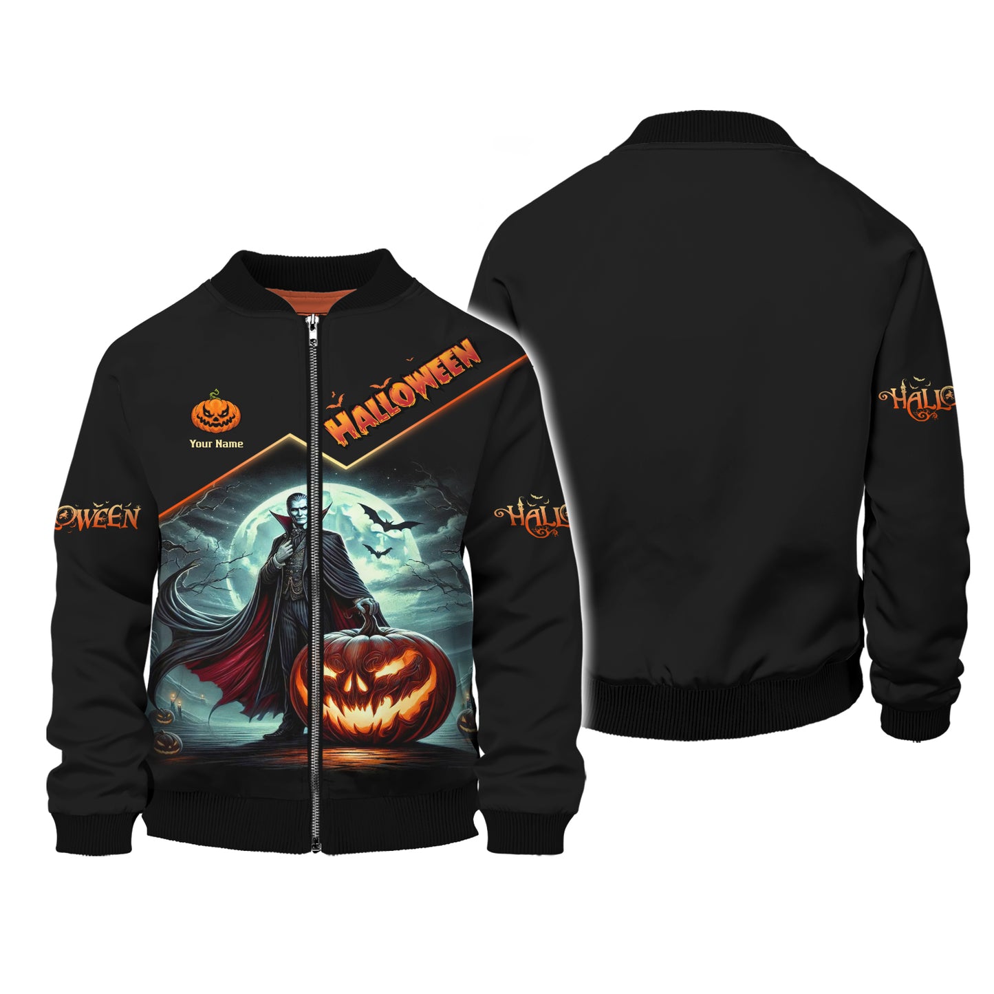 Camisetas con estampado 3D completo de Drácula con calabaza, regalo con nombre personalizado para amantes de Halloween