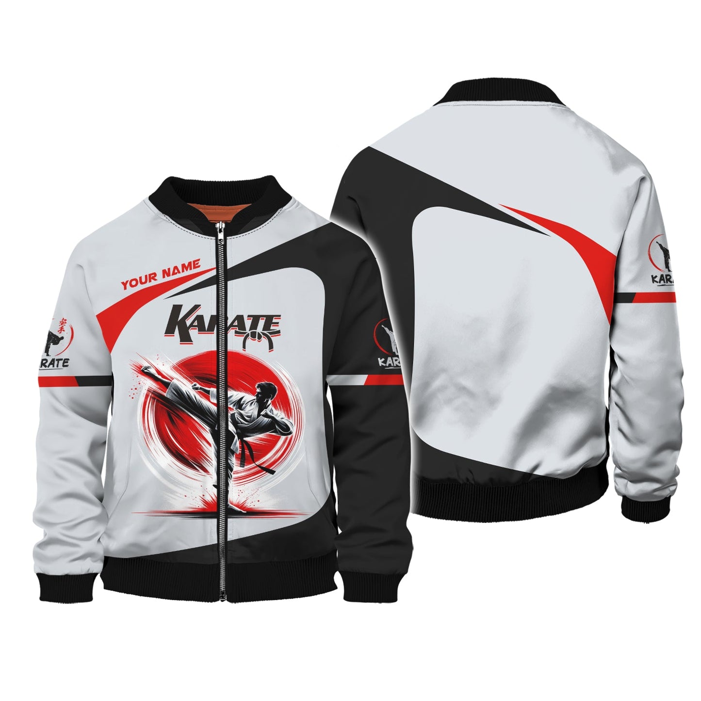 Camiseta de hombre de karate con nombre personalizado, sudadera con cremallera de karate en 3D, regalo personalizado para amantes del karate