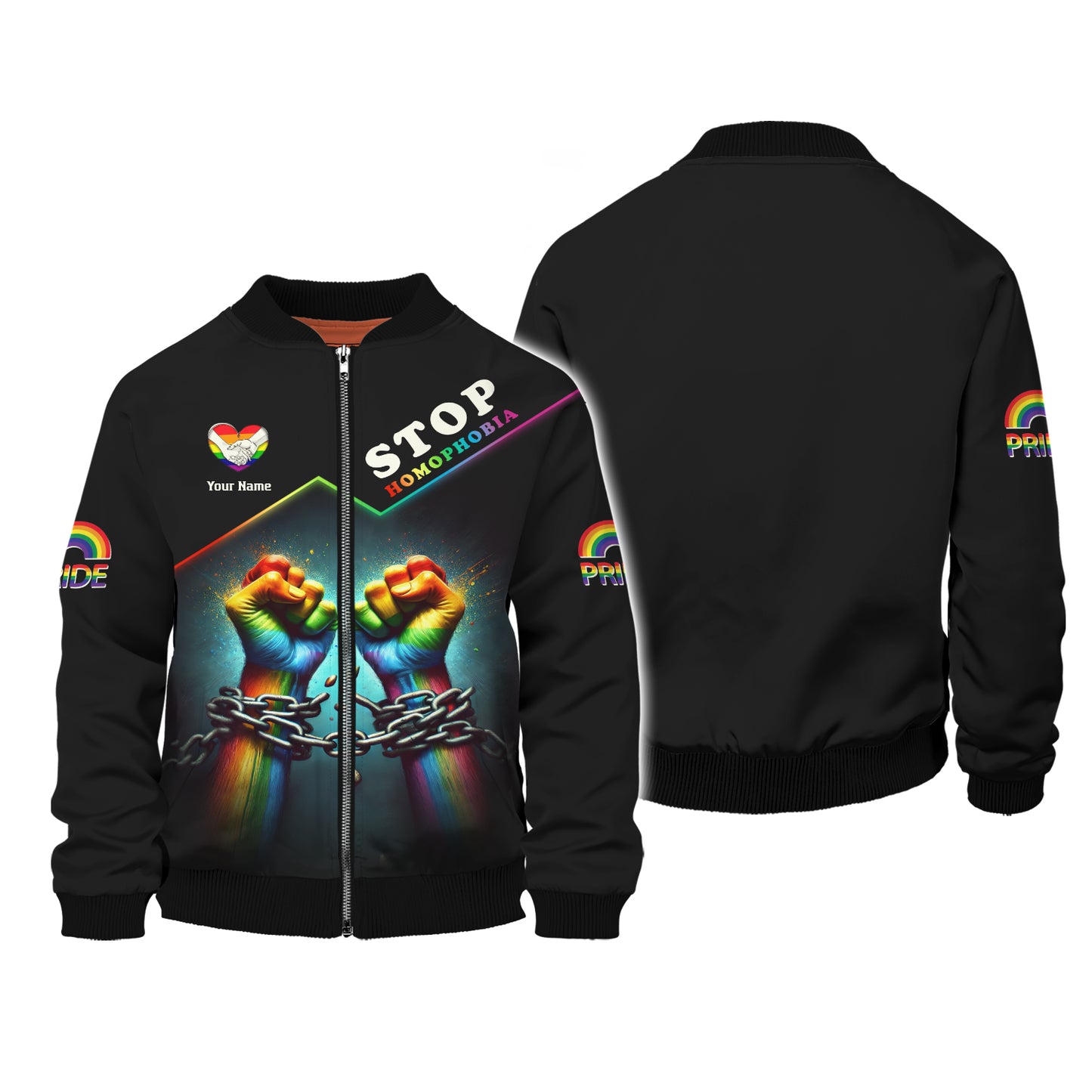 LGBT Pride Custom Name 3D Zipper Hoodie Stop Homophobia Shirt Gift For LGBT Lovers