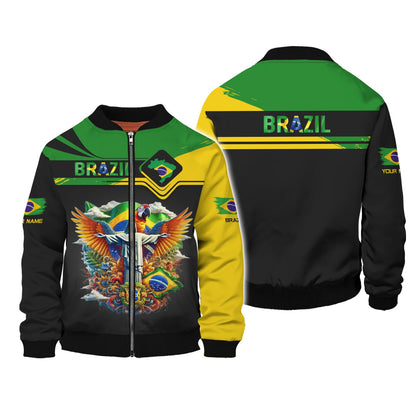 Custom Name 3D Zipper Hoodie Brazil Personalized Shirt Gift For Brazil Lovers