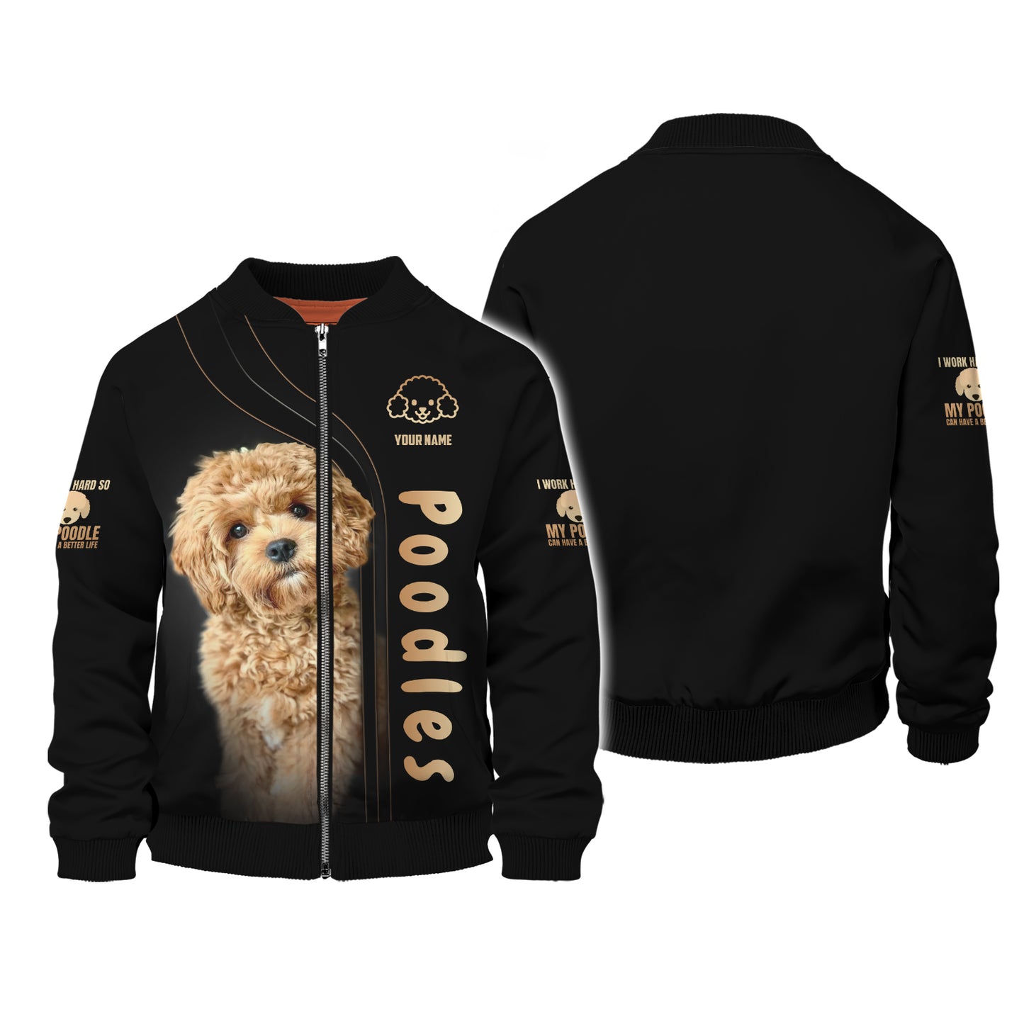 Camisetas con estampado 3D completo de lindos caniches bebés, regalo con nombre personalizado para amantes de los perros