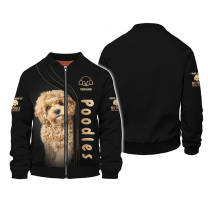 Camisetas con estampado 3D completo de lindos caniches bebés, regalo con nombre personalizado para amantes de los perros