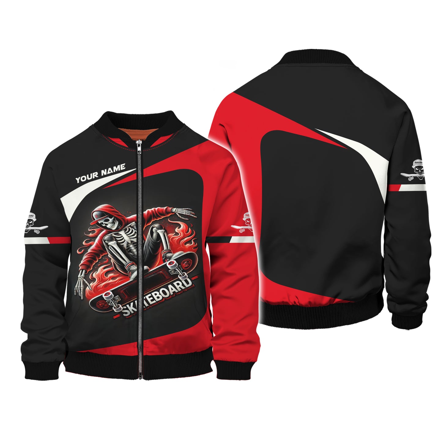 3D Full Print Skull Skateboard T-Shirts Personalized Name Gift For Skateboard Lovers