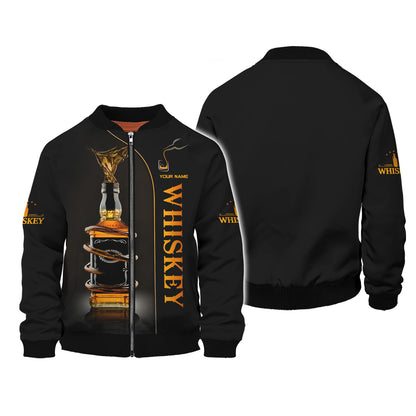 3D Full Print Custom Whiskey Bottle Splash T-shirt Personalized Name Gift For Whiskey Lovers