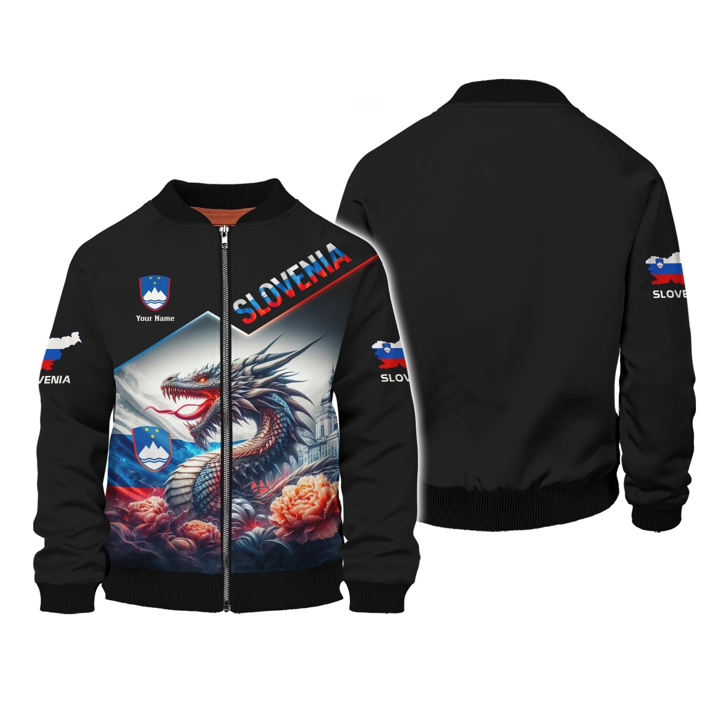 Camiseta personalizada con dragón y bandera de Eslovenia, sudadera con cremallera 3D y nombre personalizado, regalo para amantes de Eslovenia