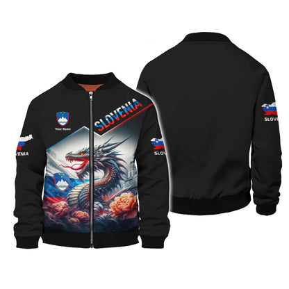 T-shirt personnalisé avec nom personnalisé et drapeau de la Slovénie, sweat à capuche avec fermeture éclair 3D, cadeau pour les amoureux de la Slovénie