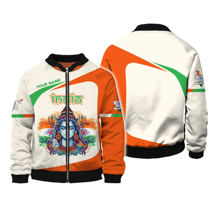 T-shirts personnalisés en Inde Lord Shiva India 3D Zipper Hoodie Cadeau pour les amoureux de l'Inde