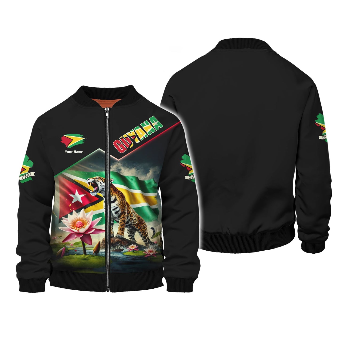 3D Full Print Guyana Zipper Hoodie Personalized Name Gift For Guyana Lovers