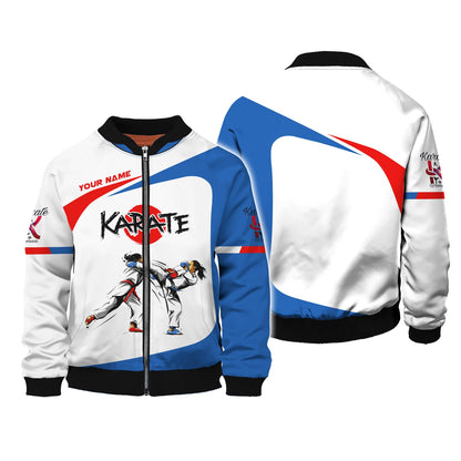 Custom Name Karate Zipper Hoodie Personalized Name Gift For Karate Lovers