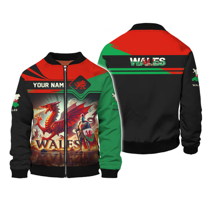 3D Full Print Welsh Warriors And Dragons Shirt Personalized Name Gif For Wales Lovers