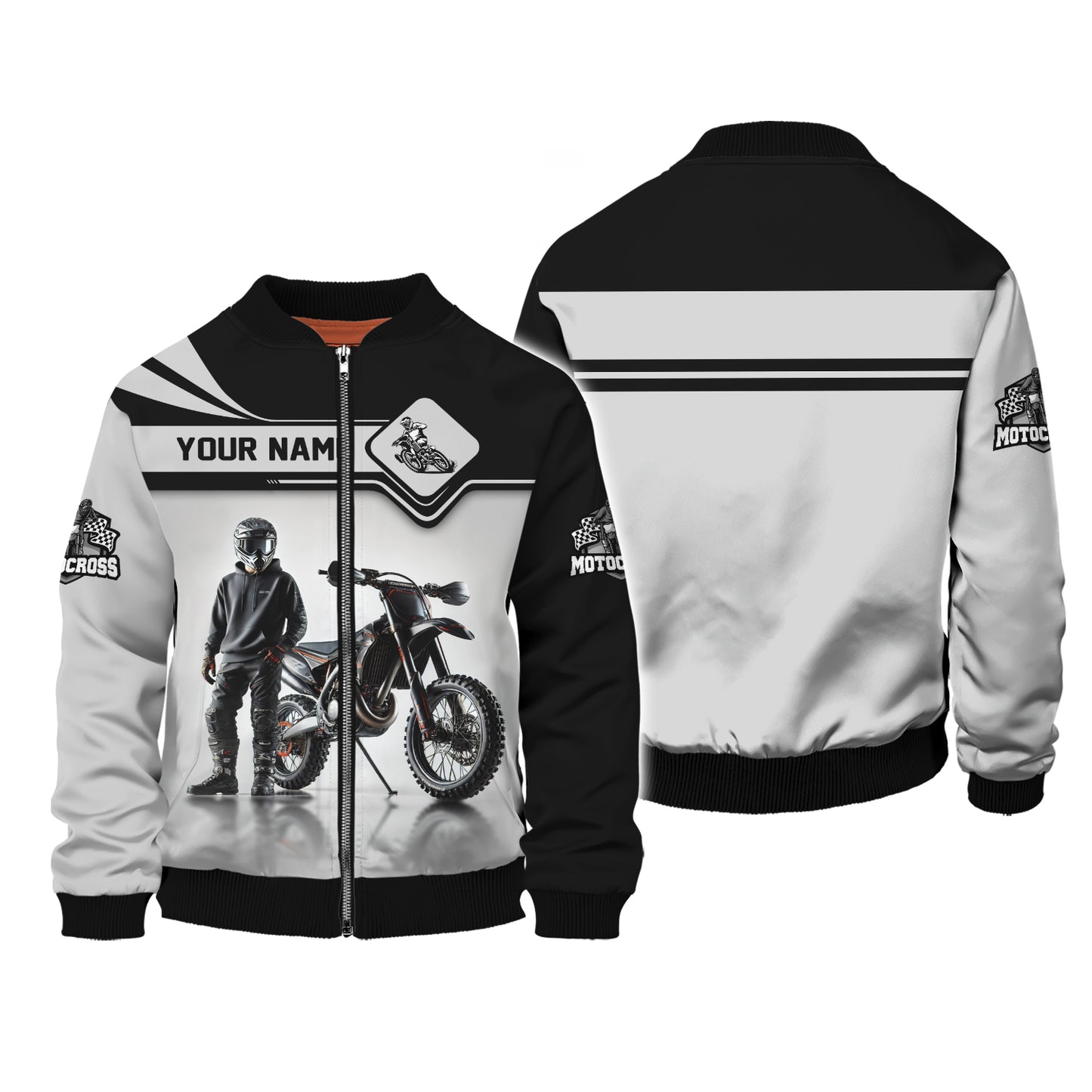 3D Full Print Motocross Zipper Hoodie Personalized Name Gift For Motocross Lovers
