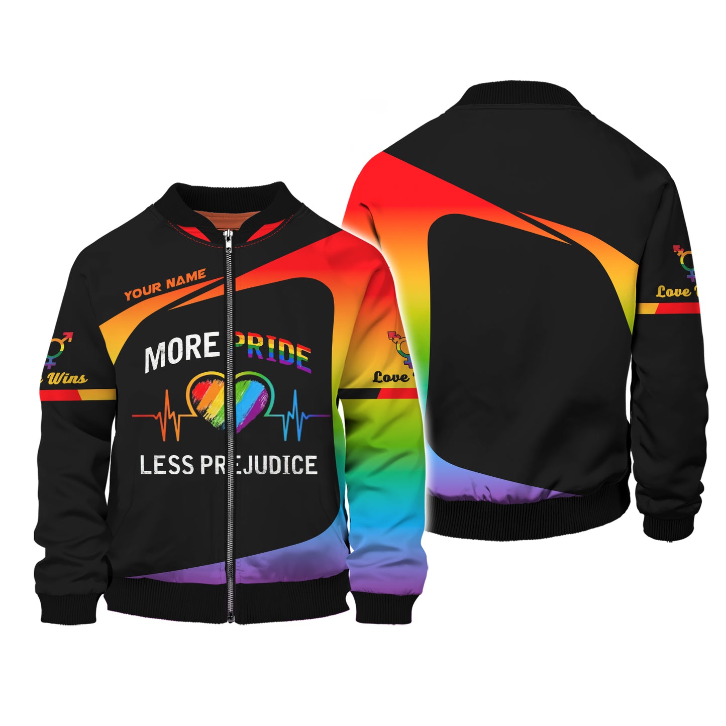 LGBT Custom Name Zipper Hoodie More Pride Less Prejudice 3D Shirts Gift For LGBT Lovers