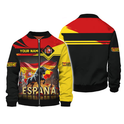 The Mighty Bull With Spanish Flag Custom Name Espana Shirt Gift For Spain Lovers