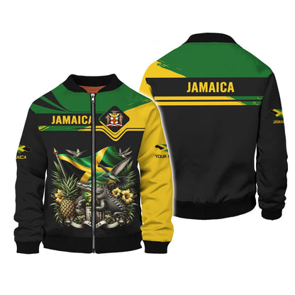 Sweat à capuche avec fermeture éclair et nom personnalisé Love Jamaica, impression 3D complète, cadeau pour les amoureux de la Jamaïque