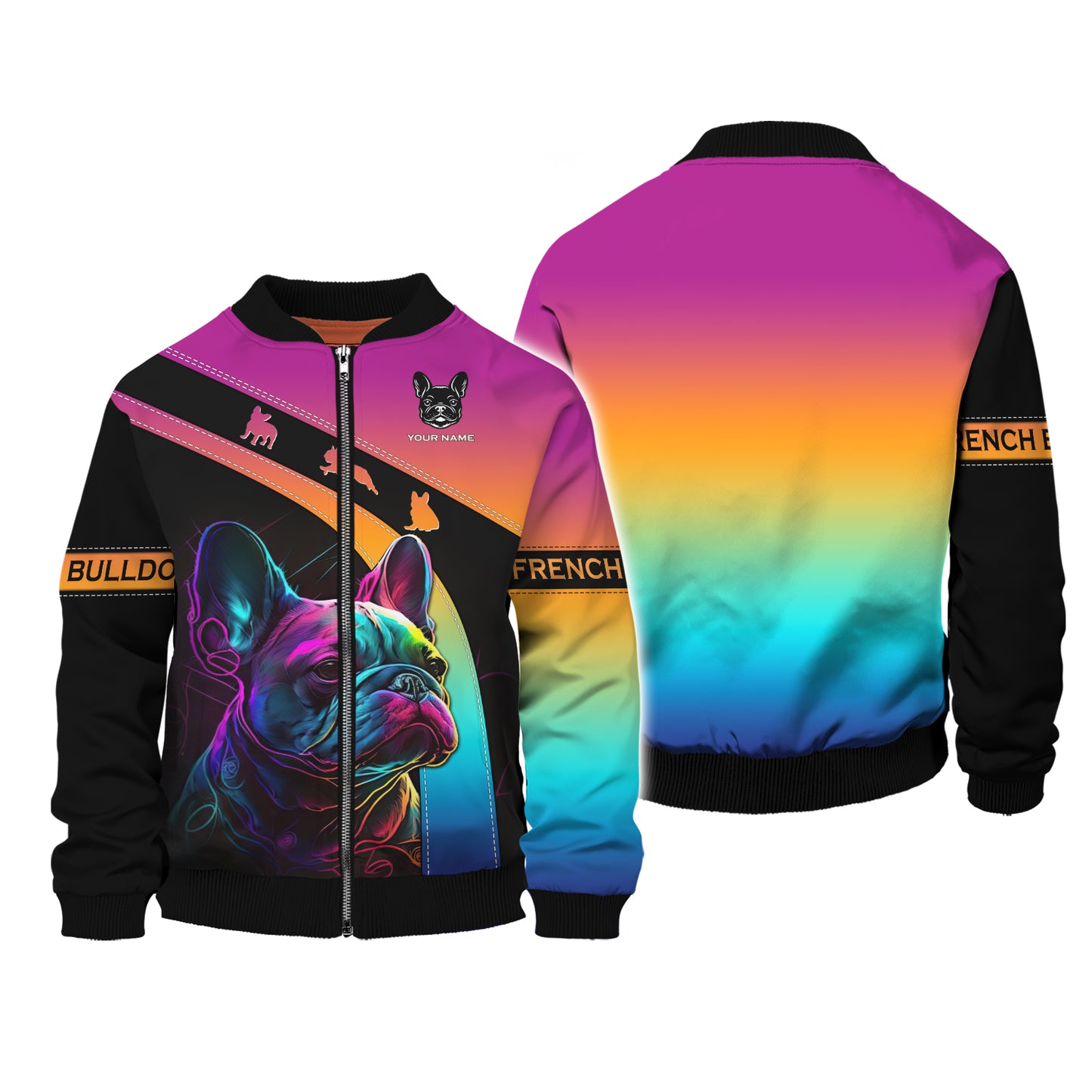 3D Full Print Vibrant French Bulldog T-Shirt Personalized Name Gift For Dog Lovers