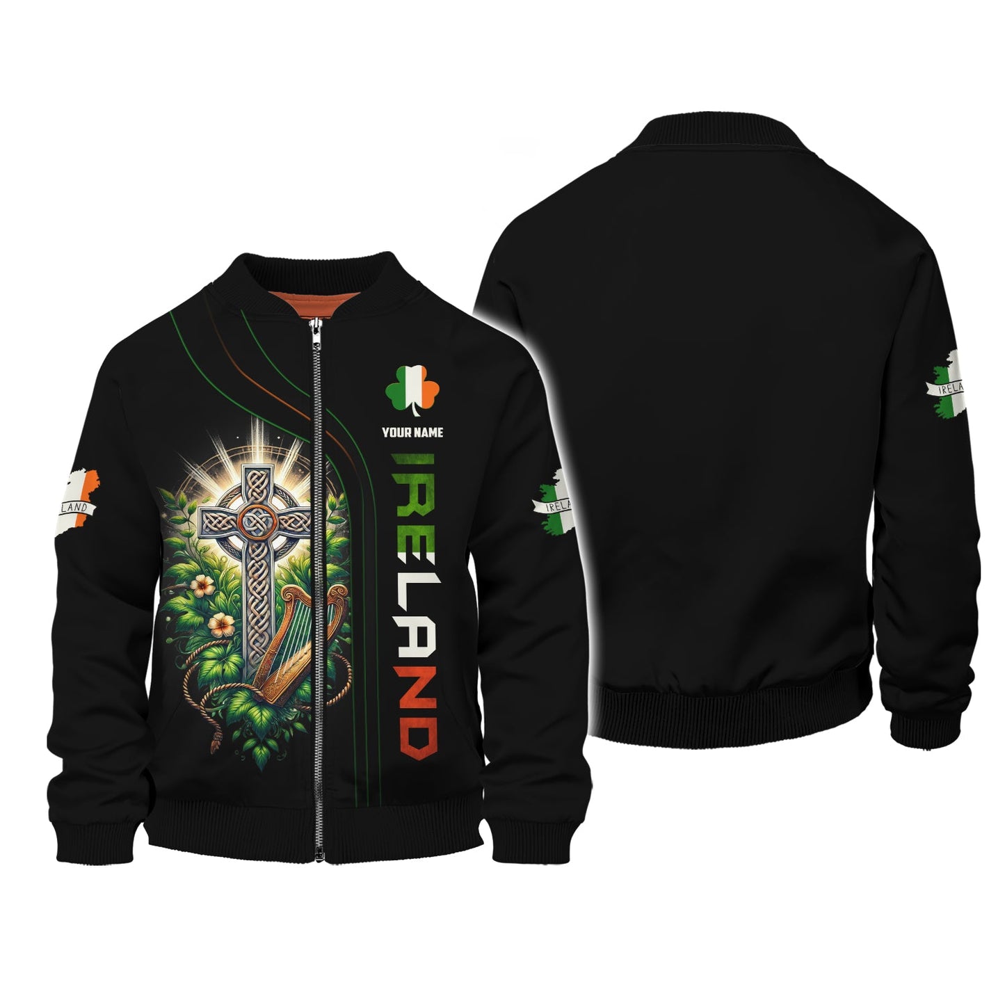 Camisetas personalizadas con cruz celta, sudadera con cremallera 3D de Irlanda, regalo para amantes irlandeses