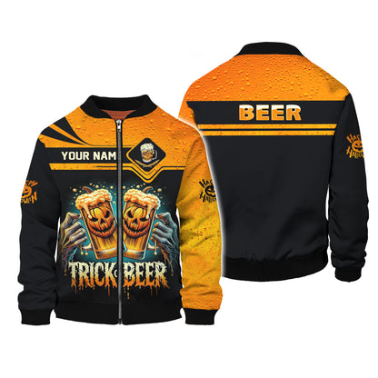 Camisetas personalizadas de Trick Or Beer Camiseta 3D de feliz Halloween Regalo para amantes de la cerveza