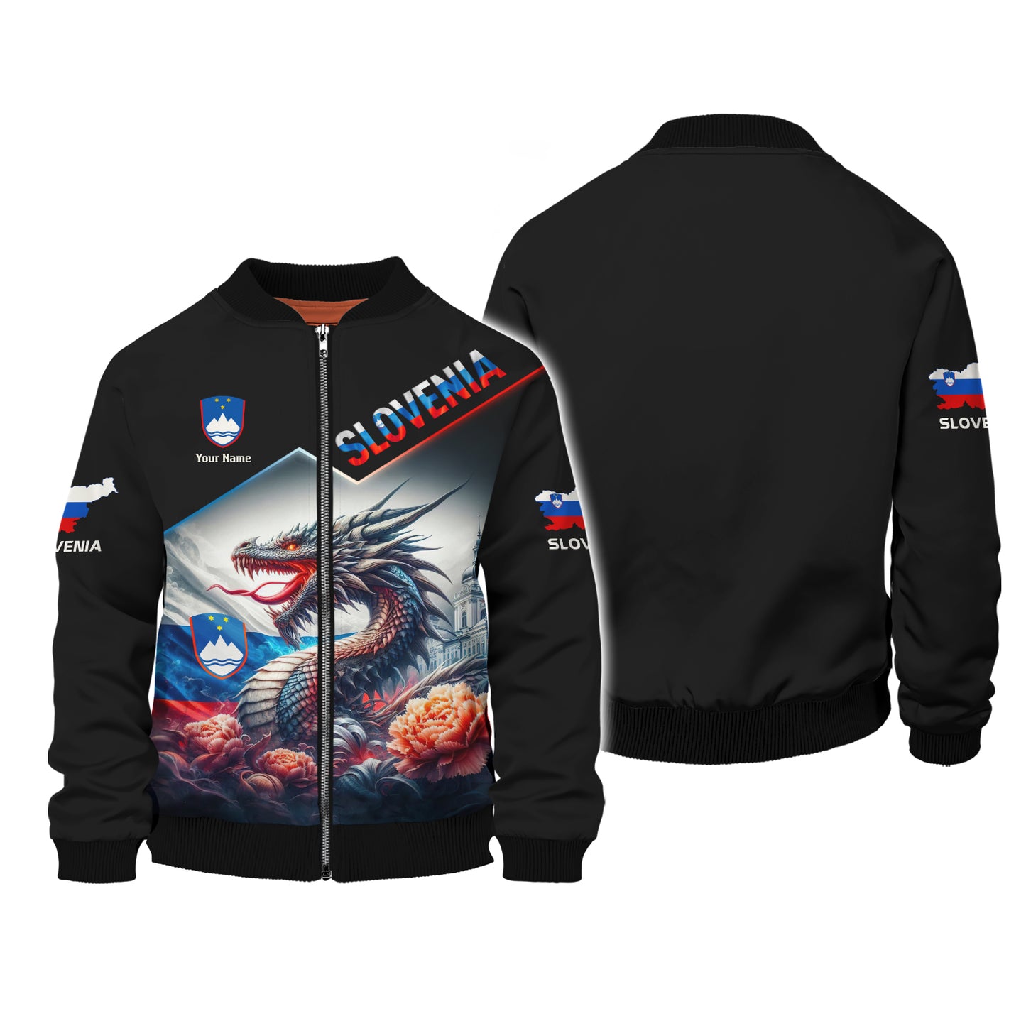 Camiseta personalizada con dragón y bandera de Eslovenia, camisetas personalizadas con nombre en 3D, regalo para amantes de Eslovenia