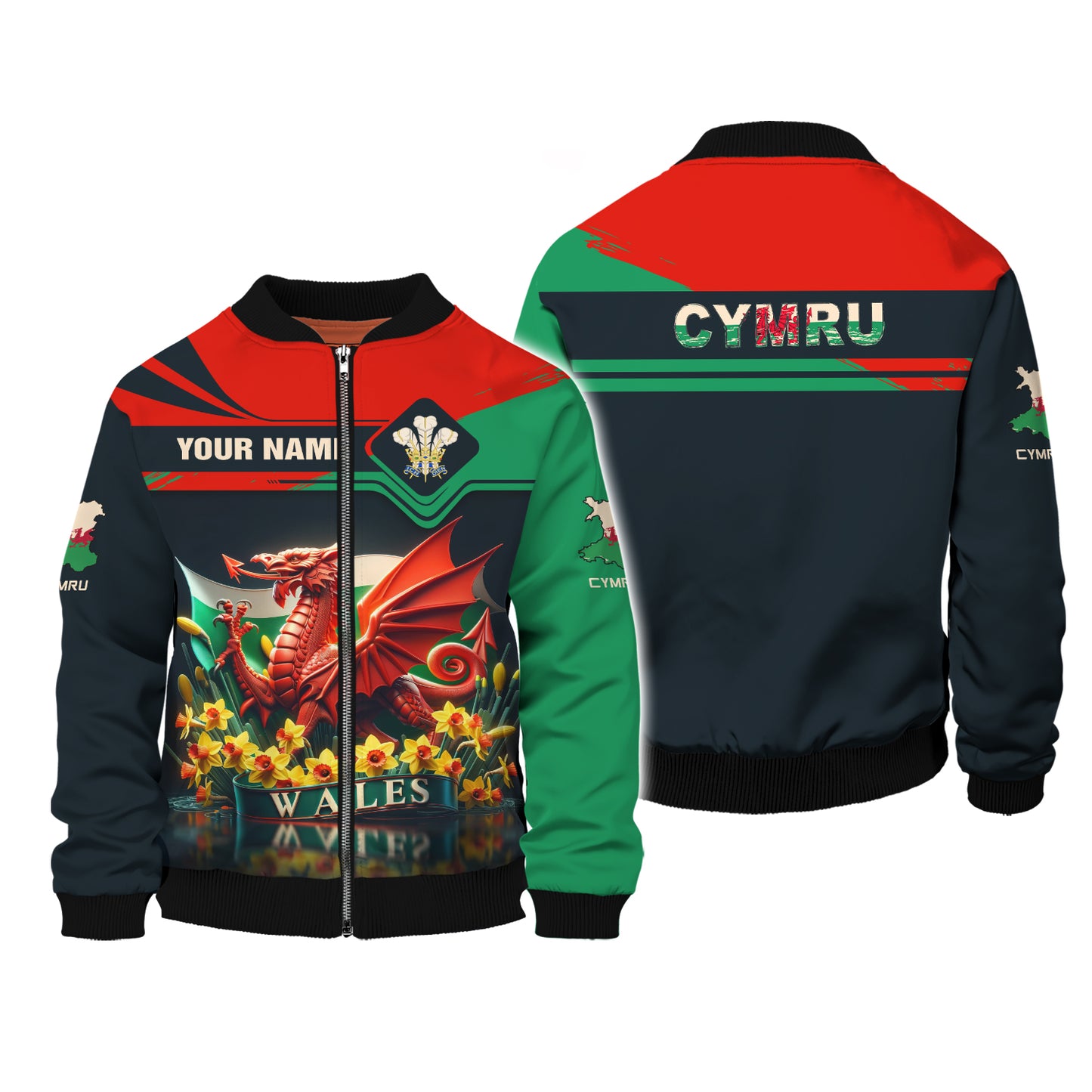 T-shirts personnalisés Dragon Of Wales Wales T-shirt imprimé 3D complet Cadeau pour les amoureux du Pays de Galles