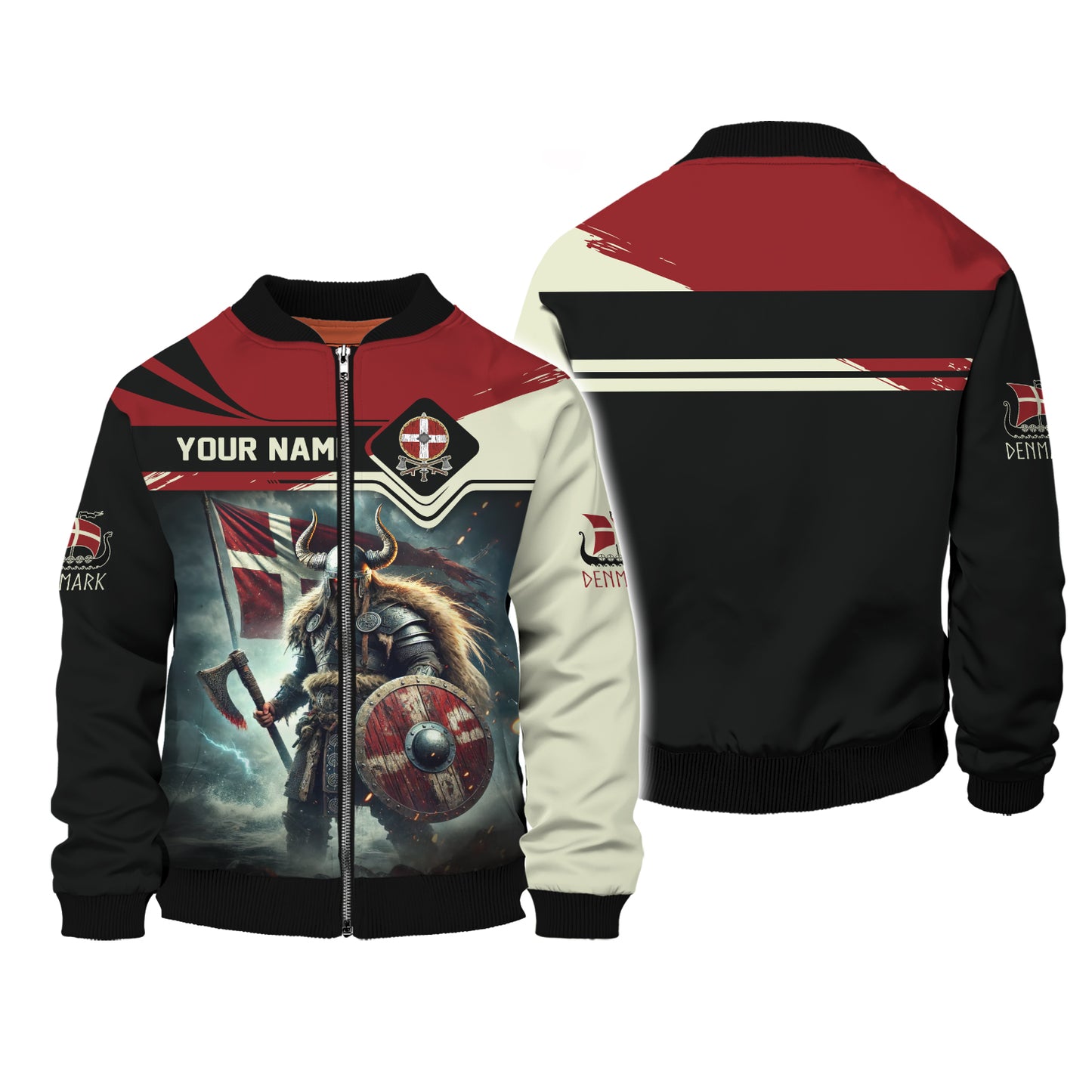 3D Full Print Mighty Viking Warrior Of Denmark T-Shirt Personalized Name Gift For Denmark Lovers