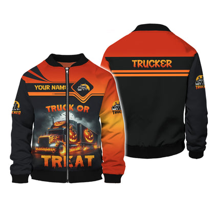 Trucker Halloween Custom Name Shirt Truck Or Treat Gift For Halloween Lover 3D Shirts