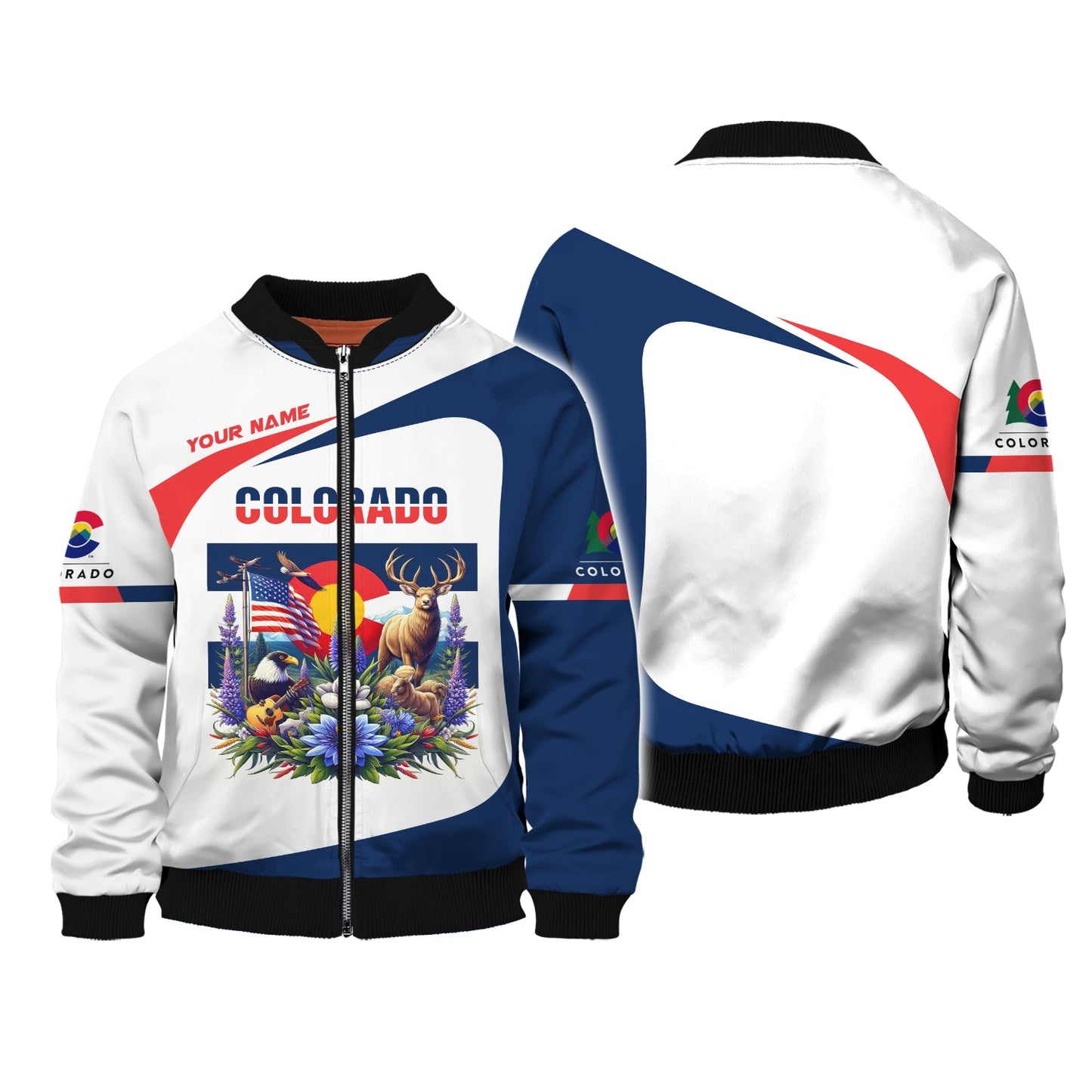 Sudadera con capucha y cremallera de Colorado con impresión completa en 3D, regalo con nombre personalizado para amantes de Colorado