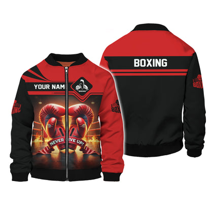 Camiseta personalizada con nombre de boxeo "Nunca te rindas", regalo 3D personalizado para amantes del boxeador