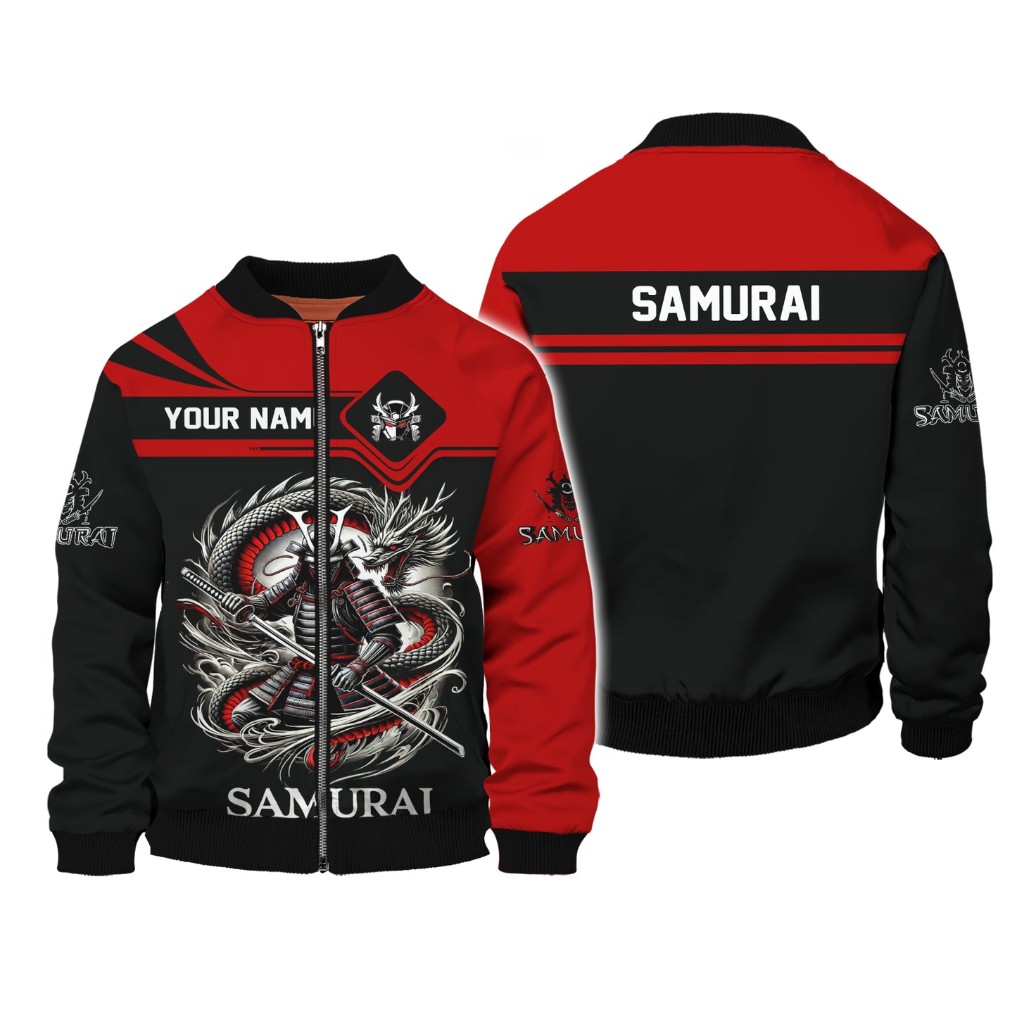 Samurai With Dragon Custom T- Shirts Samurai 3D Shirt Gift For Japanese Lover