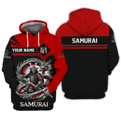 Samurai With Dragon Custom T- Shirts Samurai 3D Shirt Gift For Japanese Lover