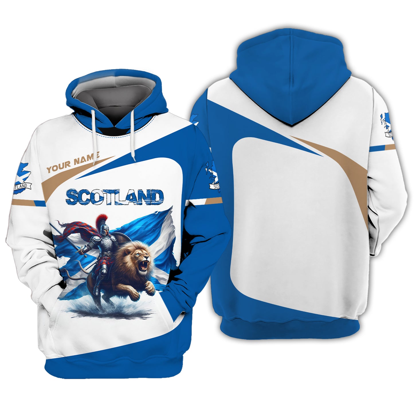 3D Full Print Knight With Lion Of Scotland  Shirt Personalized Name Gift For Scotish Lovers