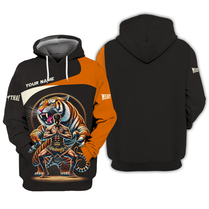 Sudadera con capucha y cremallera con estampado 3D de Tiger Muay Thai, regalo personalizado para amantes del muay thai