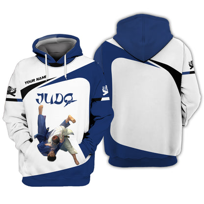 Sudadera con capucha y cremallera 3D con nombre personalizado de judo Regalo con nombre personalizado para amantes del judo