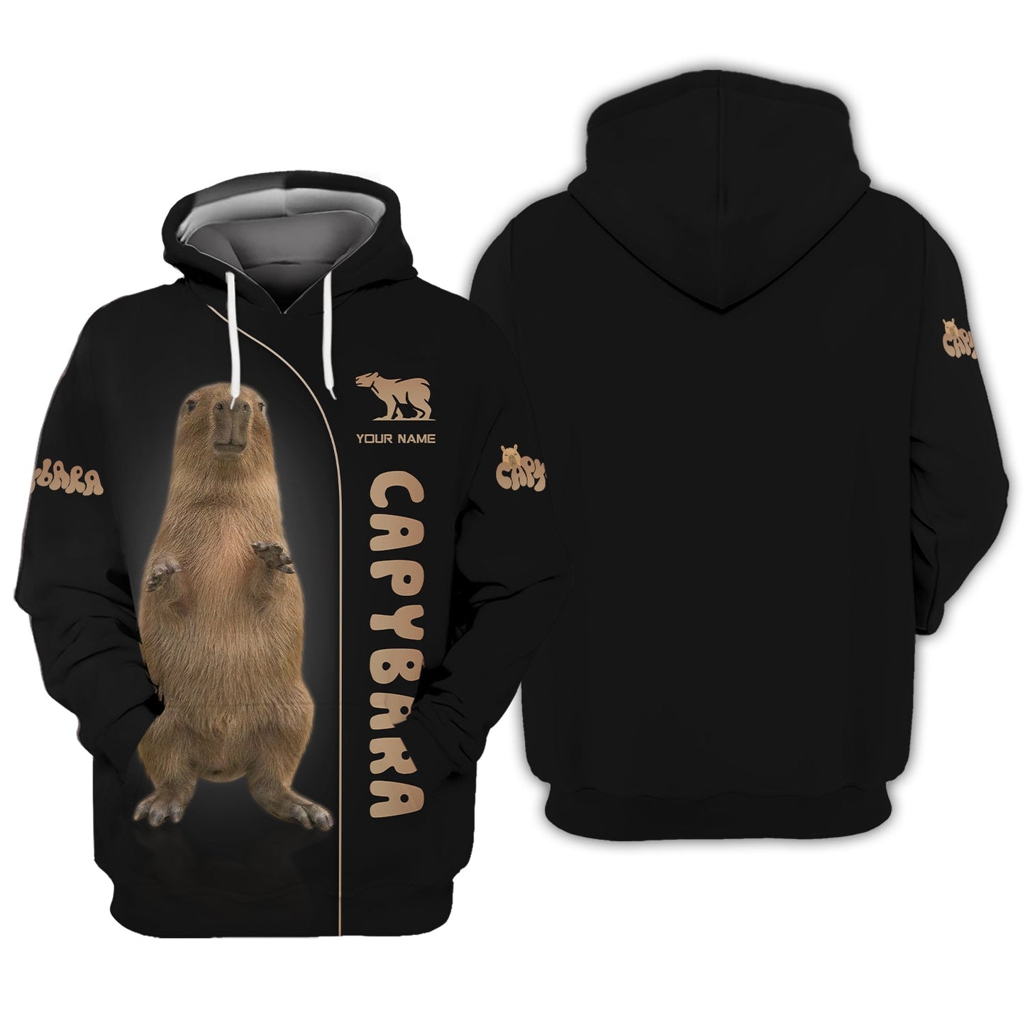 T-shirts personnalisés tendance Capybara Sweat à capuche zippé 3D Capybara Cadeau pour les amoureux de Capybara