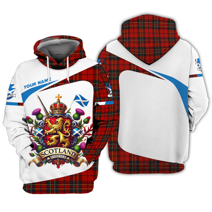 Camiseta de Escocia con impresión 3D completa y nombre personalizado como regalo para los amantes de Escocia