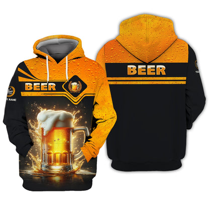 Sudadera con capucha y cremallera unisex con taza de cerveza y nombre personalizado para amantes de la cerveza