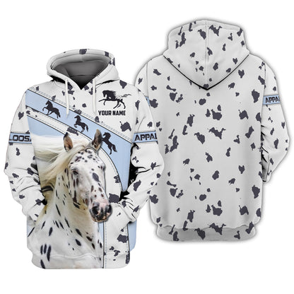 Sudadera con capucha y cremallera Appaloosa con estampado completo en 3D, regalo personalizado con nombre para amantes de los caballos