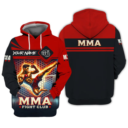 Sudadera con capucha y cremallera de MMA con impresión completa en 3D, regalo con nombre personalizado para amantes de las MMA