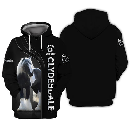 3D Full Print Clydesdale T-Shirts Personalized Name Gift For Horse Lovers