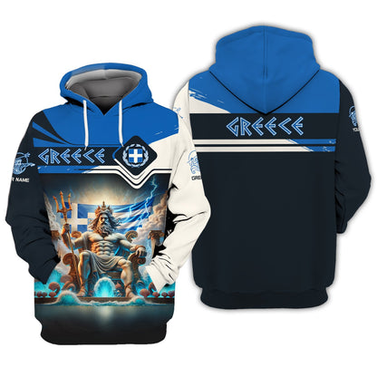 Sudadera con capucha y cremallera griega con estampado completo en 3D, regalo con nombre personalizado para amantes de Grecia