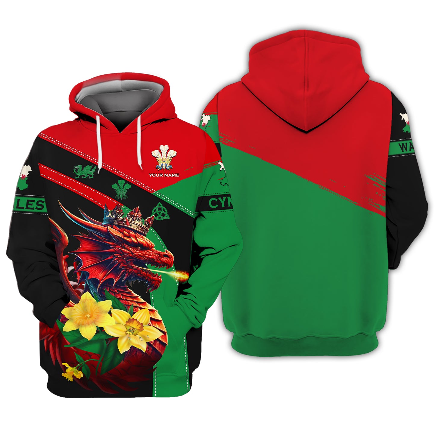 Camiseta con estampado 3D completo Love CYMRU Dragon Wales, regalo para amantes de Gales