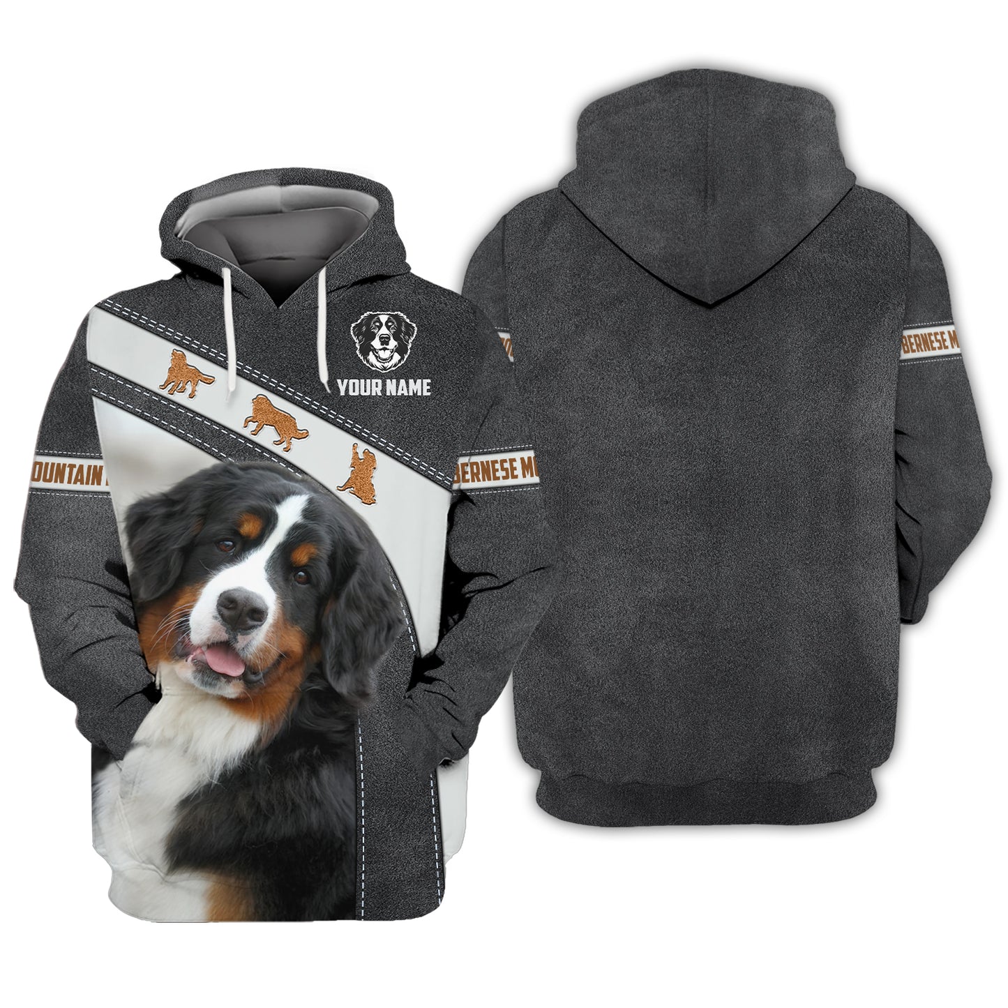 Camisetas de montaña bernesas con impresión 3D completa, regalo con nombre personalizado para amantes de los perros