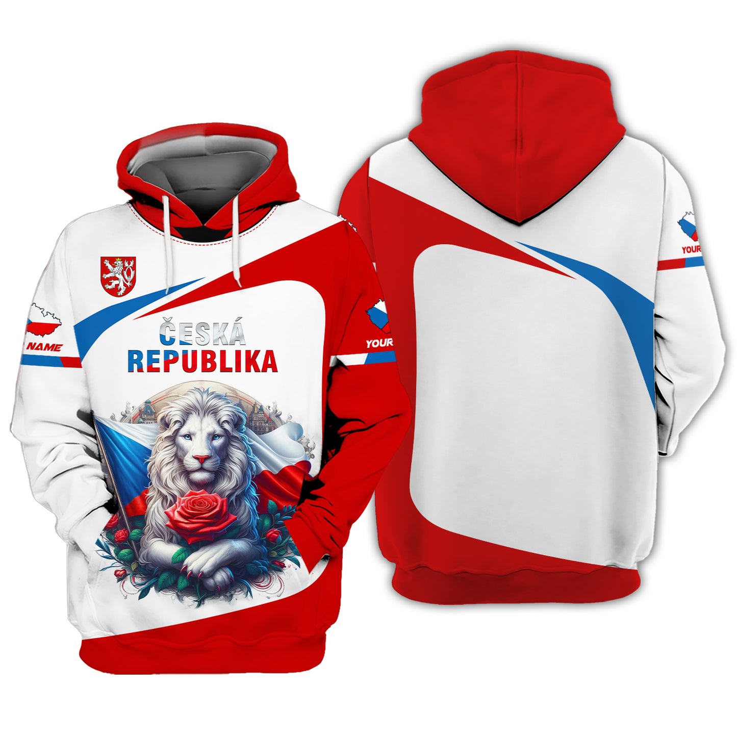 Le Lion Avec Le Drapeau De La République Tchèque T-shirt Personnalisé Avec Nom Cadeau De T-shirt Cesko Pour Les Amoureux De La République Tchèque