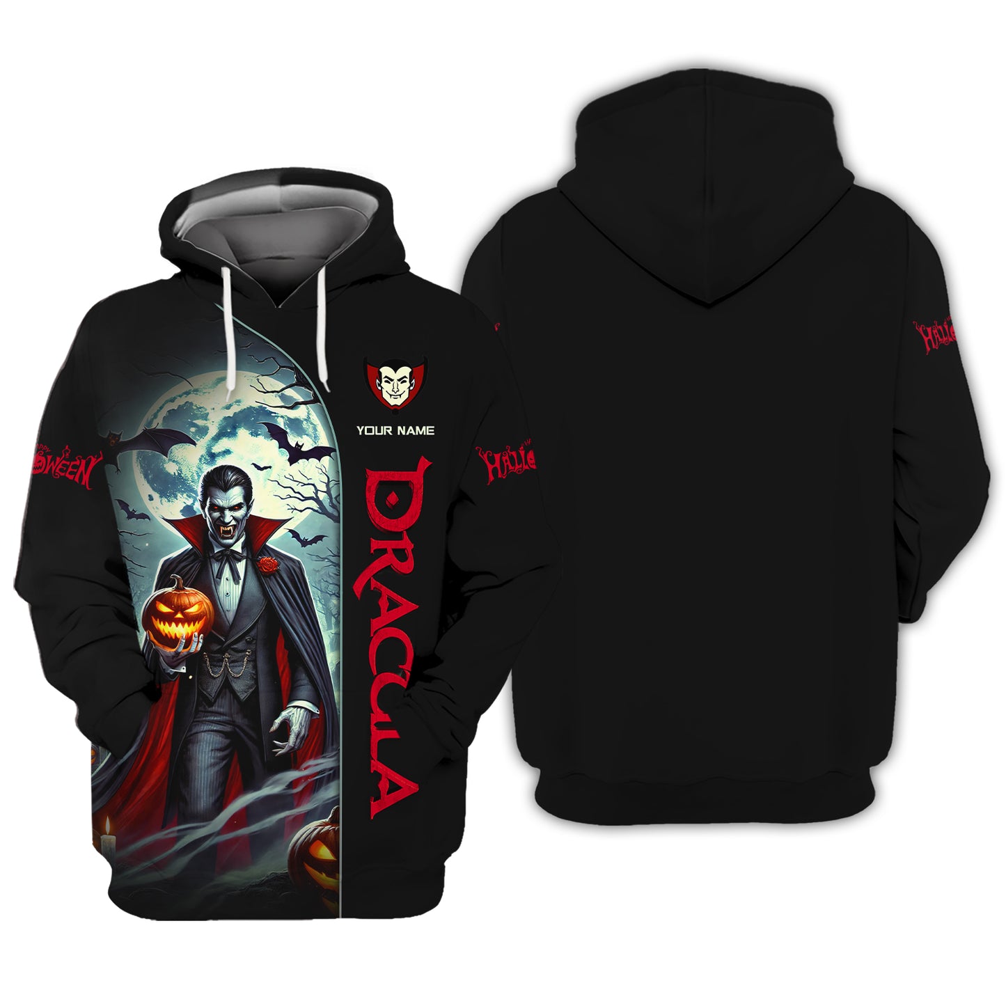 Dracula With Pumpkin Custom T-Shirts Halloween 3D Shirt Gift For Halloween Lovers