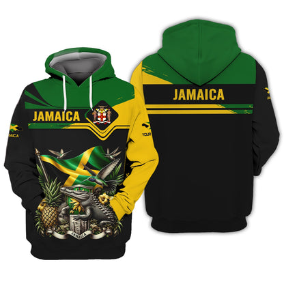 Love Jamaica Custom Name 3D Full Print Zipper Hoodie Gift For Jamaica Lovers