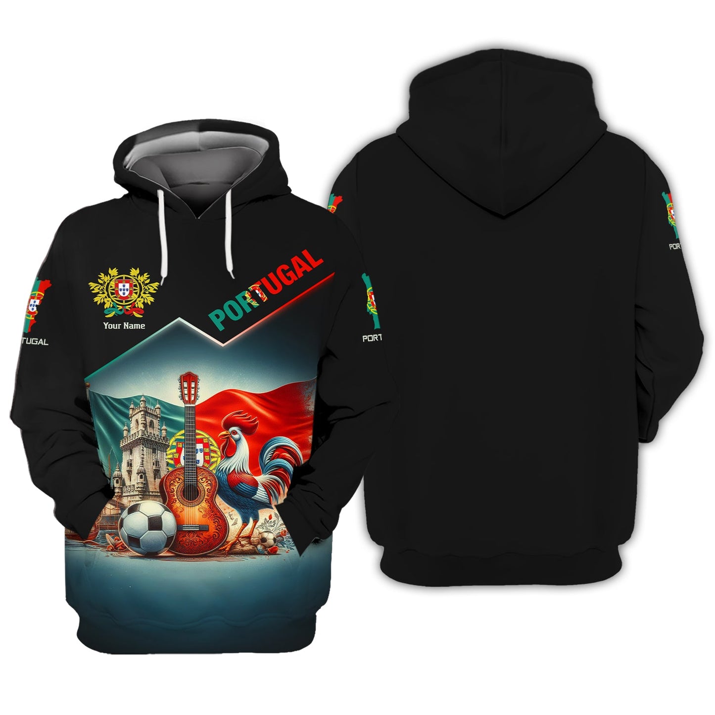 Unisex Portugal Zipper Hoodie 3D Full Print Portugal Shirt Personalized Gift For Portugal Lovers