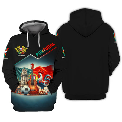 Sudadera unisex con cremallera y estampado 3D de Portugal, camiseta de Portugal, regalo personalizado para amantes de Portugal