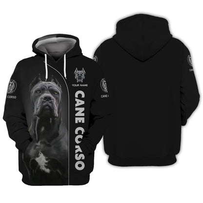 T-shirts pour chien Cane Corso à impression 3D complète, cadeau personnalisé avec nom pour les amoureux des chiens